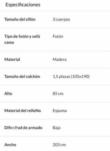 Sillón futón 3 cuerpos