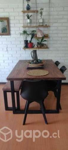 Mesa Comedor con banca Estilo Industrial