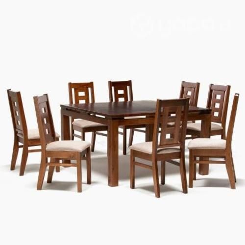 Juego de Comedor Cuadrado 8 Sillas Roma Crudo Dago