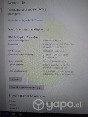 Hp omen 2060 i7 16 de ram