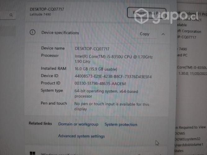 Linea empresa Notebook Dell Lat. 7290 i7 16ram 512
