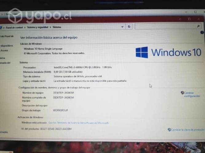 Notebook lenovo + cargador original