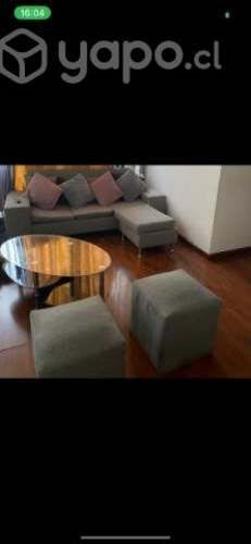 Mueble tipo L + 2 Puff + mesa de centro