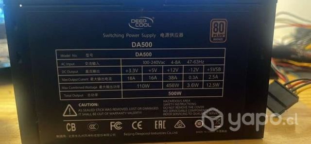 Fuente de poder deepcool 500 watts