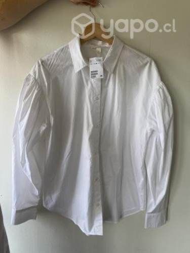 Blusa H&M blanca mangas globo nueva