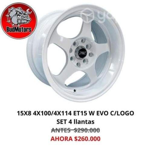 Llantas evo 15x8 4x100 4x114 NUEVAS