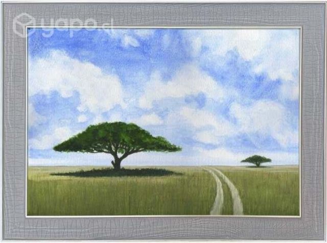 Pintura enmarcada &quot;Africa&quot; de acuarela opaca