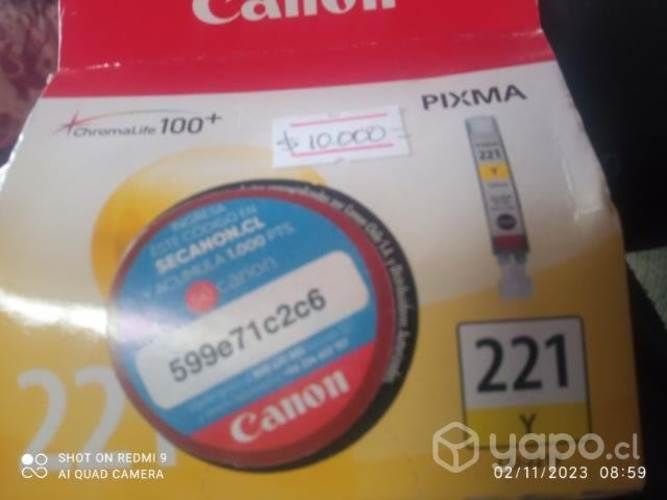 Tinta canon 221 yellow original