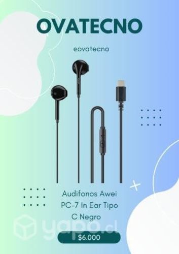 Audifonos Awei PC-7 In Ear Tipo C Negro