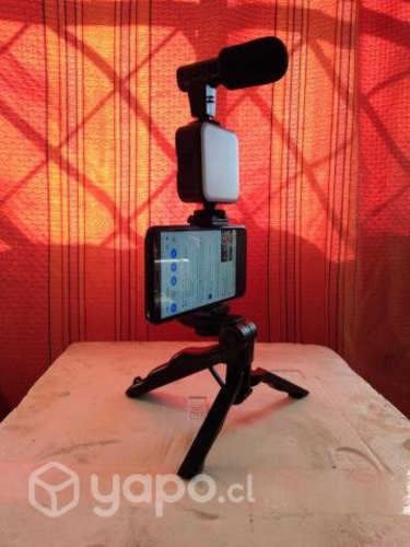 Kit De Grabacion Micrófono Luz Led Soporte Tripode