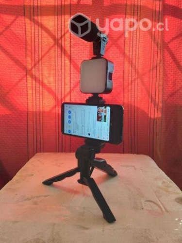 Kit De Grabacion Micrófono Luz Led Soporte Tripode