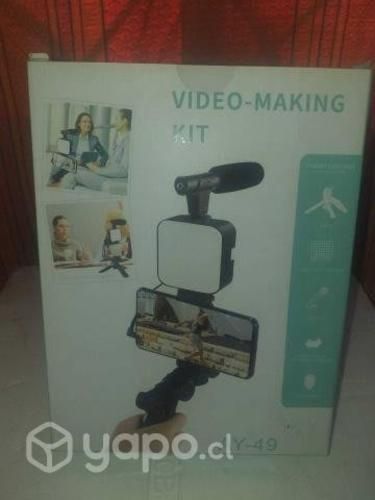 Kit De Grabacion Micrófono Luz Led Soporte Tripode