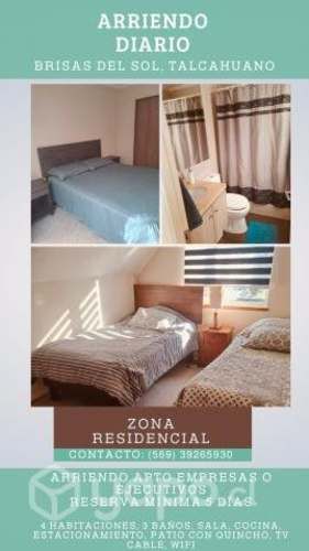 Arriendo casa amoblada por día en Brisas del Sol