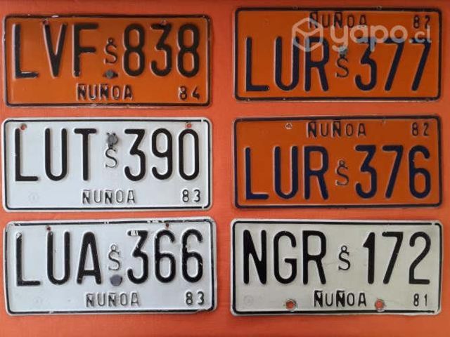 Patentes antiguas chilenas años 80s