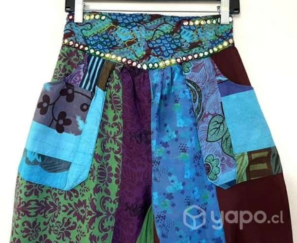 Pantalón Hindu Con Bolsillo Talla S/m Bordo