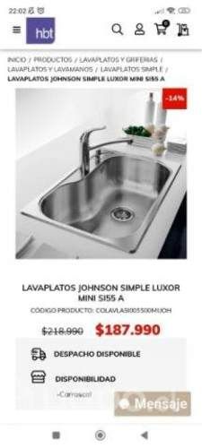 Lavaplatos de acero inoxidable Johnson