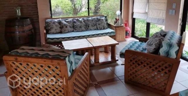 Juego de living de madera sólida pino Oregón