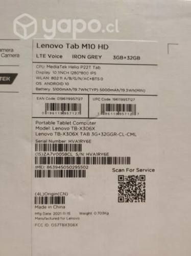 Tablet M10 Lenovo nuevo