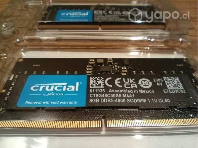Memoria RAM 16GB(2x8) 4800MHz DDR5 Crucial NUEVO