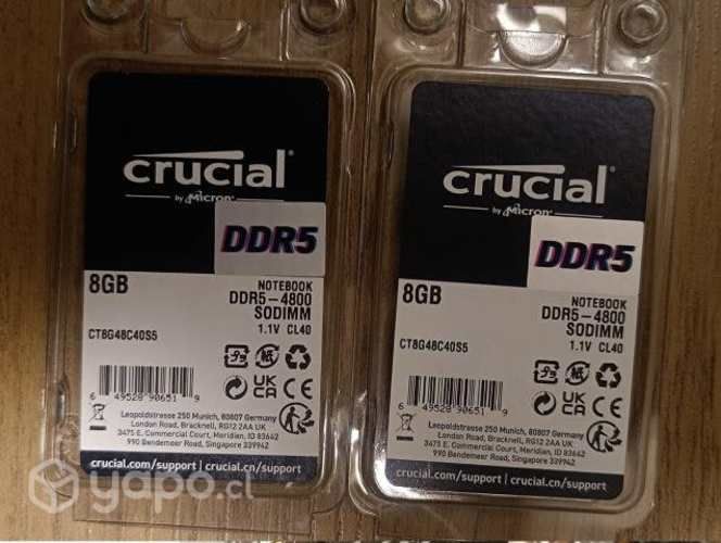 Memoria RAM 16GB(2x8) 4800MHz DDR5 Crucial NUEVO