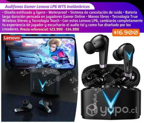 Audífonos Lenovo LP6 Gaming Luz Led Azul Bluetooth