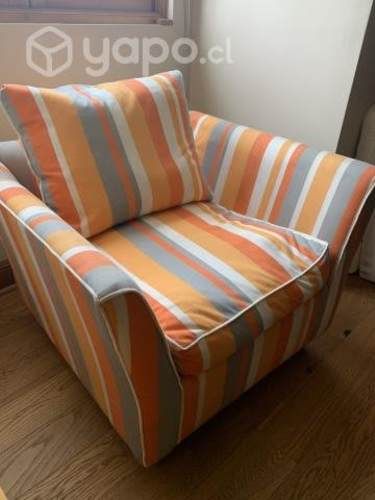 Sitial/ Poltrona de un cuerpo, listado. Impecable