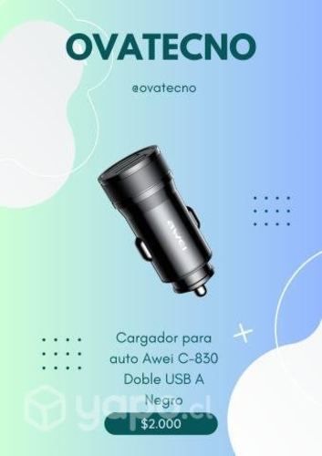Cargador para auto Awei C-830 Doble USB A Negro
