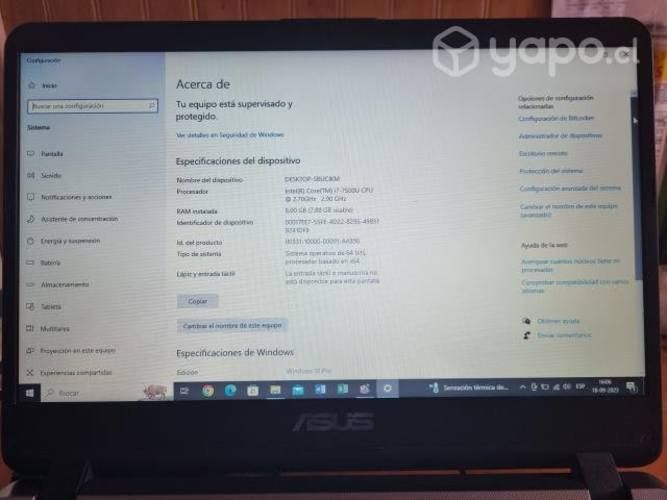 Notebooks Asus, 8 Ram, CPU i7-7500U