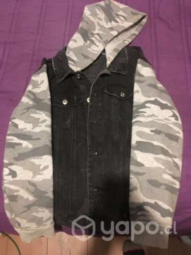 Chaqueta mezclilla negro talla 16 niño