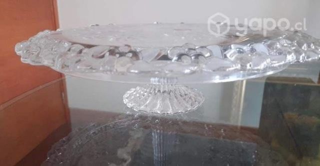 Plato de torta de vidrio tallado Nuevo