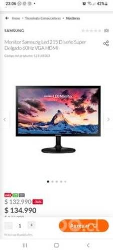 Monitor Samsung Led 215 Diseño Súper Delgado 60Hz