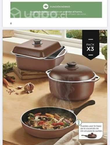 Batería de cocina tres piezas cucina donna