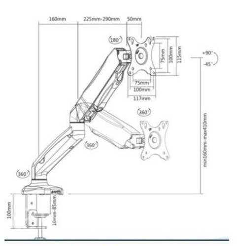 Soporte Ergonómico 13-27, Giro 180º