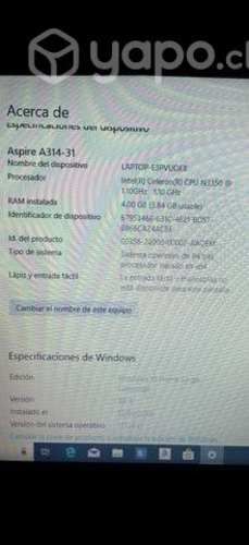Notebook ACER aspire A314-31-COV4,4ram, 500 gb