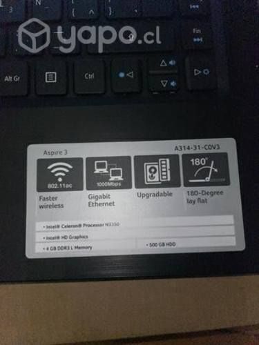 Notebook ACER aspire A314-31-COV4,4ram, 500 gb
