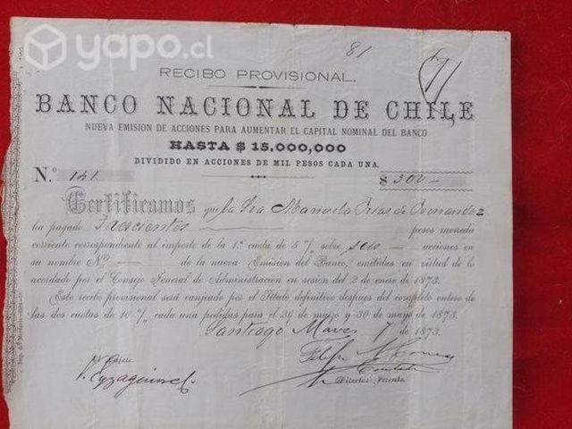 Banco nacional de chile documento