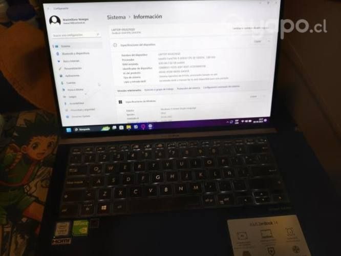 Notebook asus zenbook ux433f(i5-8265u, 8gb, 256gb,