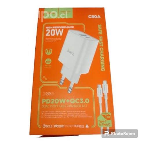 Cargador tipo c 20W carga rápida