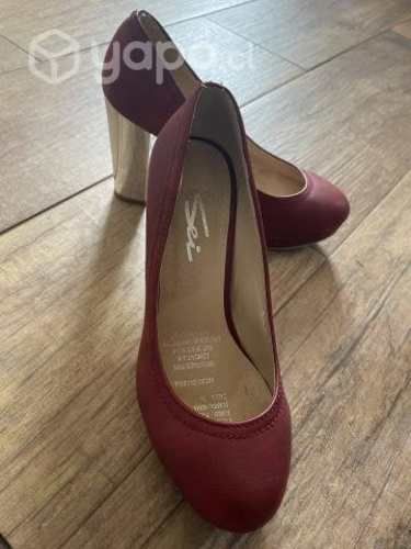 Zapato taco alto Rojo/plata