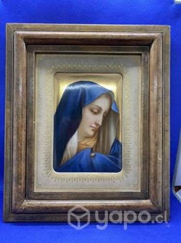 Antigua placa de porcelana italiana Virgen María