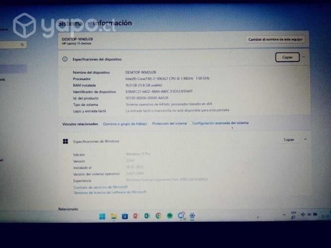 HP LAPTOP 15 cire i7 16 ram y ssd 512