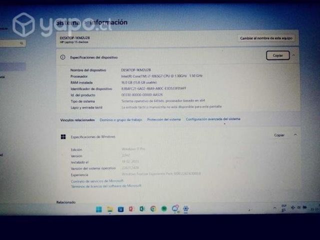 HP LAPTOP 15 cire i7 16 ram y ssd 512