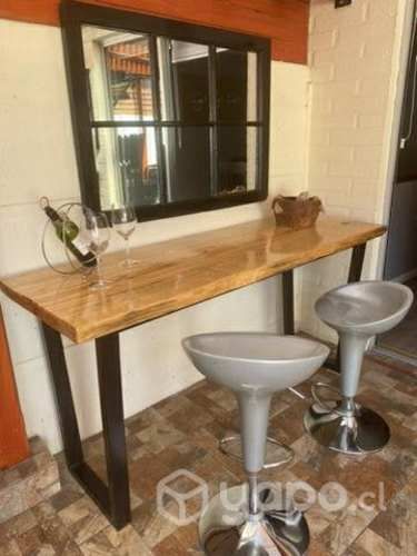 Mesa bar madera ciprés +espejo