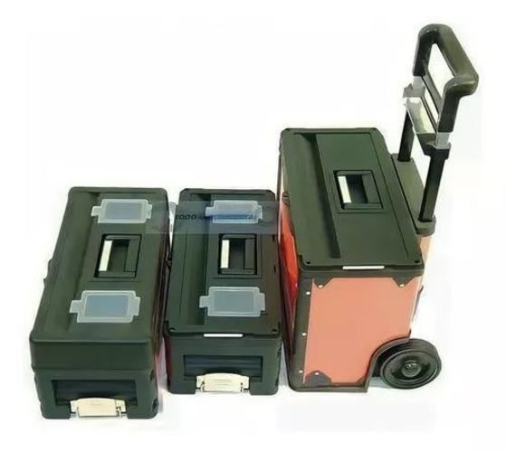 Caja Carro Herramienta Metálica Ruedas 3 En 1