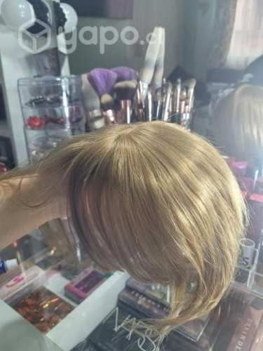 Postizo de cabello humano, con flequillo tono 8