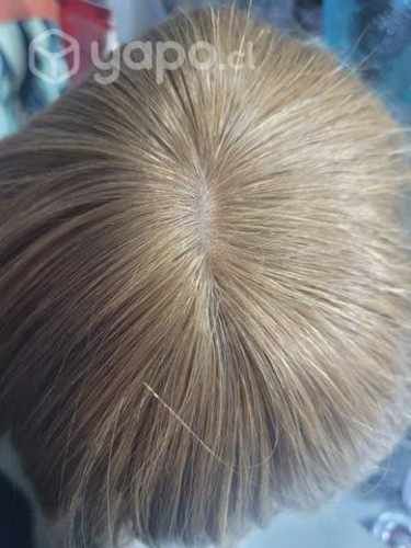 Postizo de cabello humano, con flequillo tono 8