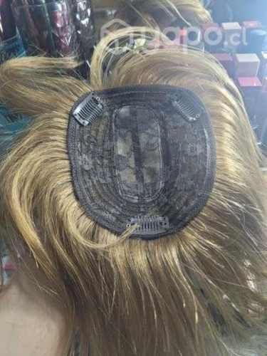 Postizo de cabello humano, con flequillo tono 8