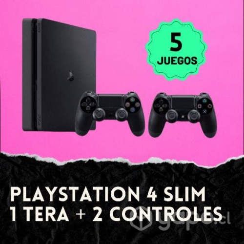PlayStation 4 Slim de 1 terabyte + 2 controles y 5