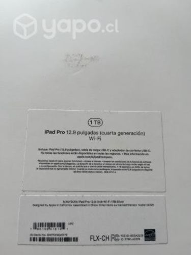 Ipad pro 12.9 cuarta generación 1TB