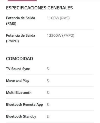 Equipo de musica modelo LG xboom 5760